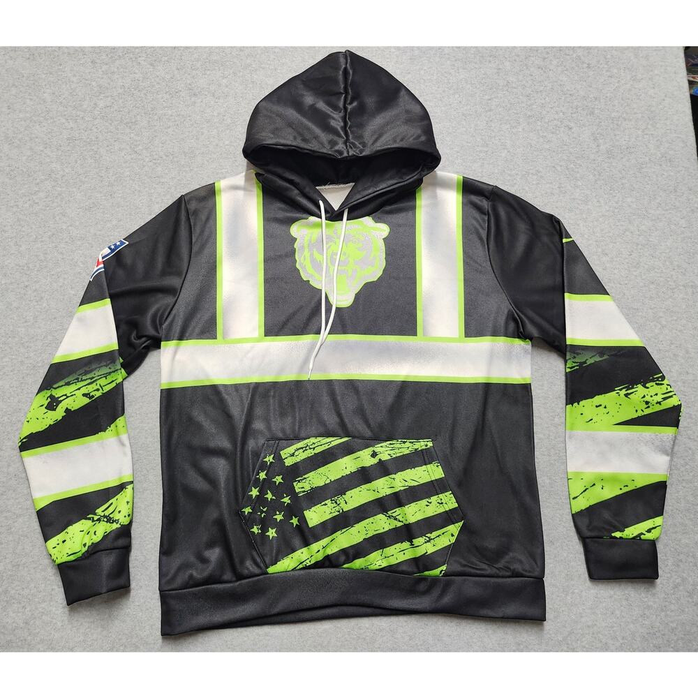 Nike Chicago Bears Salute To Service Hoodie Mens XL Black Neon NFL Pullover